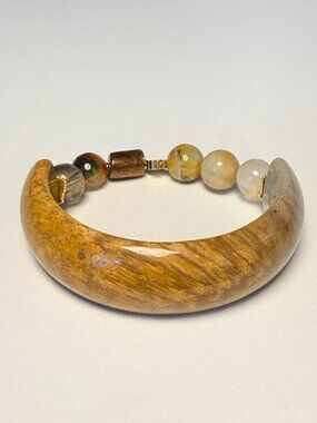 Coral Fossil Half Cuff Bracelet Sea Bamboo Small Wrist